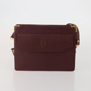 CARTIER Must Line Shoulder Bag Leather 2 Set Bordeaux Yellow Auth bs36054-2