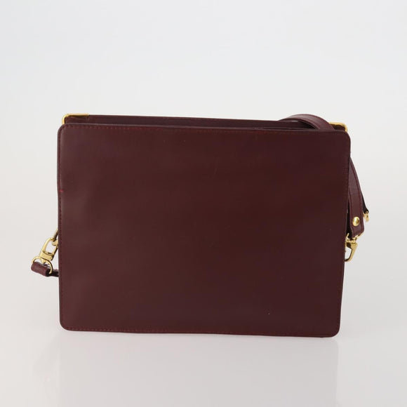 CARTIER Must Line Shoulder Bag Leather 2 Set Bordeaux Yellow Auth bs36054