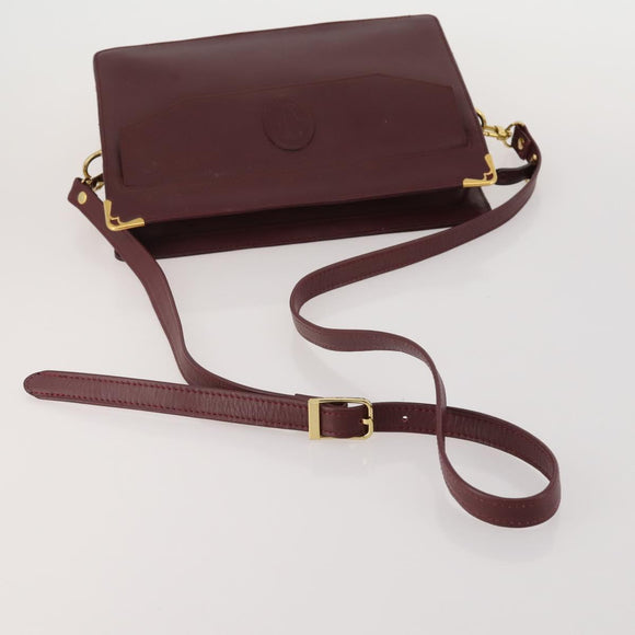 CARTIER Must Line Shoulder Bag Leather 2 Set Bordeaux Yellow Auth bs36054