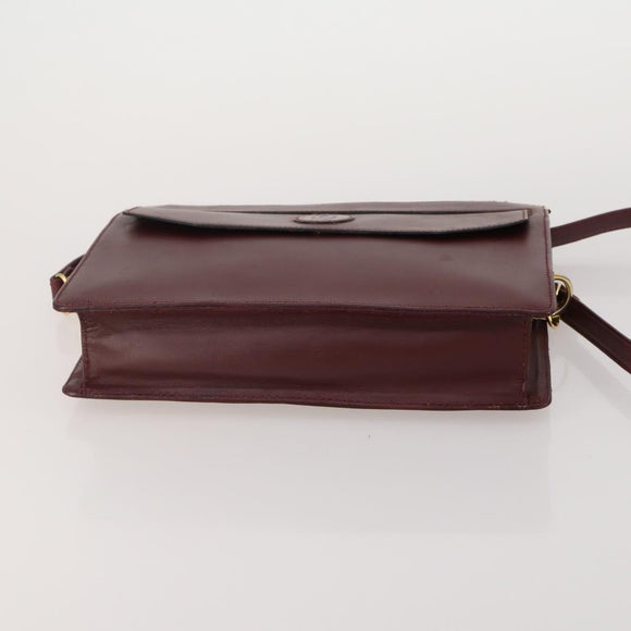 CARTIER Must Line Shoulder Bag Leather 2 Set Bordeaux Yellow Auth bs36054