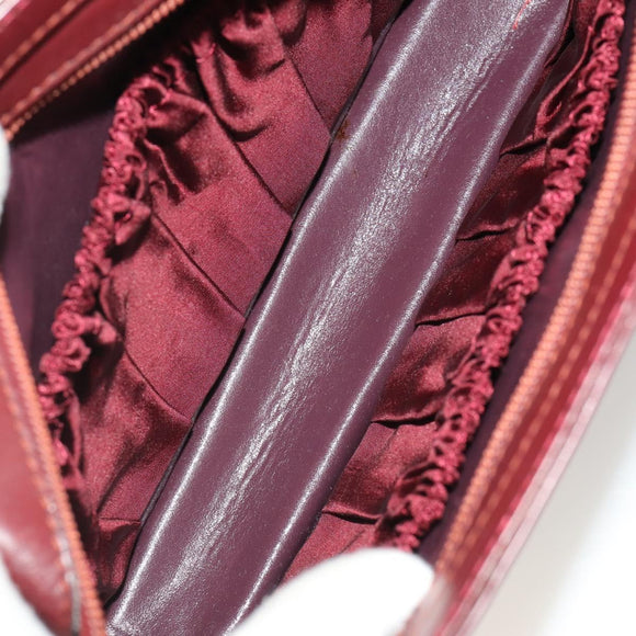 CARTIER Must Line Shoulder Bag Leather 2 Set Bordeaux Yellow Auth bs36054