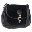 CELINE Shoulder Bag Suede Black Gold Auth bs36058-1