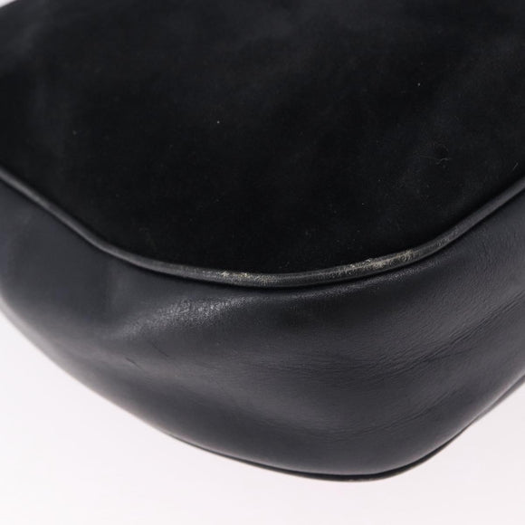 CELINE Shoulder Bag Suede Black Gold Auth bs36058