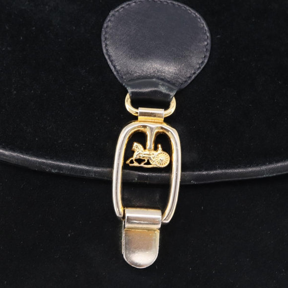 CELINE Shoulder Bag Suede Black Gold Auth bs36058
