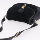 CELINE Shoulder Bag Suede Black Gold Auth bs36058-6