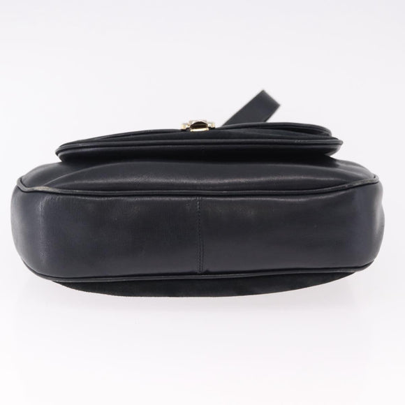 CELINE Shoulder Bag Suede Black Gold Auth bs36058
