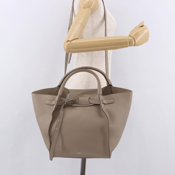 CELINE Big Bag Small Hand Bag Leather Gray Silver Auth bs36059M
