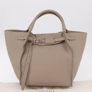 CELINE Big Bag Small Hand Bag Leather Gray Silver Auth bs36059M-12