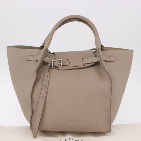 CELINE Big Bag Small Hand Bag Leather Gray Silver Auth bs36059M