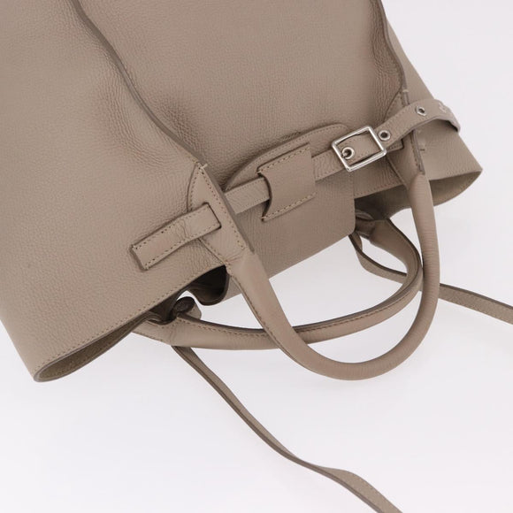 CELINE Big Bag Small Hand Bag Leather Gray Silver Auth bs36059M