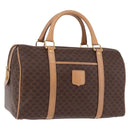 CELINE Macadam Canvas Boston Bag PVC Leather Brown Gold Auth bs36061V-1