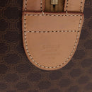 CELINE Macadam Canvas Boston Bag PVC Leather Brown Gold Auth bs36061V-12