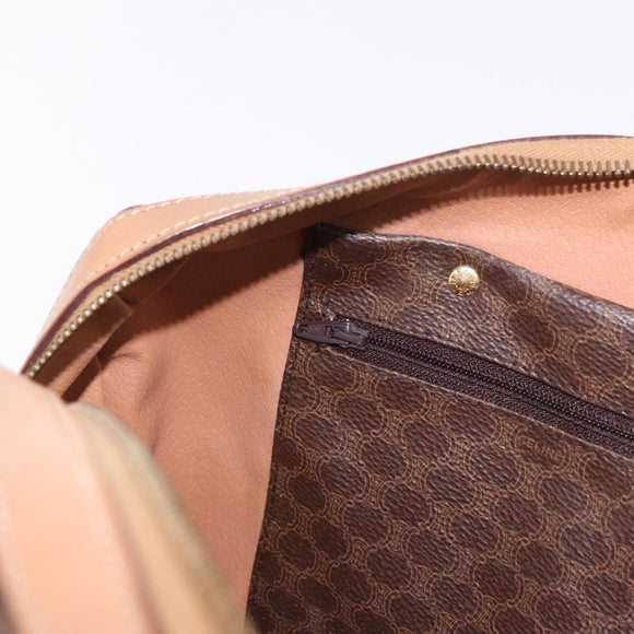 CELINE Macadam Canvas Boston Bag PVC Leather Brown Gold Auth bs36061V