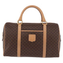 CELINE Macadam Canvas Boston Bag PVC Leather Brown Gold Auth bs36061V-13