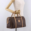 CELINE Macadam Canvas Boston Bag PVC Leather Brown Gold Auth bs36061V-21