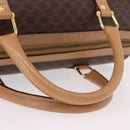 CELINE Macadam Canvas Boston Bag PVC Leather Brown Gold Auth bs36061V-7