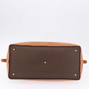 CELINE Macadam Canvas Boston Bag PVC Leather Brown Gold Auth bs36062-10