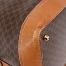 CELINE Macadam Canvas Boston Bag PVC Leather Brown Gold Auth bs36062-11