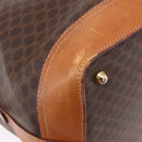 CELINE Macadam Canvas Boston Bag PVC Leather Brown Gold Auth bs36062-13