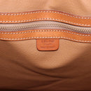 CELINE Macadam Canvas Boston Bag PVC Leather Brown Gold Auth bs36062-17