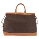 CELINE Macadam Canvas Boston Bag PVC Leather Brown Gold Auth bs36062-2