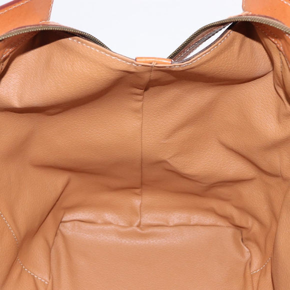 CELINE Macadam Canvas Boston Bag PVC Leather Brown Gold Auth bs36062
