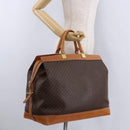 CELINE Macadam Canvas Boston Bag PVC Leather Brown Gold Auth bs36062-25