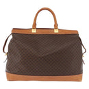 CELINE Macadam Canvas Boston Bag PVC Leather Brown Gold Auth bs36062-3