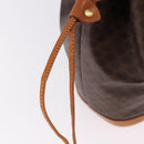 CELINE Macadam Canvas Shoulder Bag PVC Leather Brown Gold Auth bs36063-14