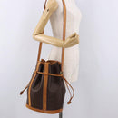 CELINE Macadam Canvas Shoulder Bag PVC Leather Brown Gold Auth bs36063-22