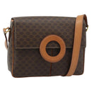 CELINE Macadam Canvas Shoulder Bag PVC Leather Brown Gold Auth bs36064A-1