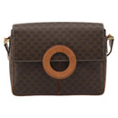 CELINE Macadam Canvas Shoulder Bag PVC Leather Brown Gold Auth bs36064A-13