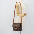 CELINE Macadam Canvas Shoulder Bag PVC Leather Brown Gold Auth bs36064A-24