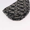 Christian Dior Trotter Canvas Saddle Coin Purse Black Silver Auth bs36065V-15