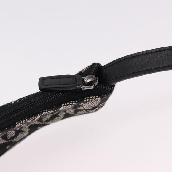 Christian Dior Trotter Canvas Saddle Coin Purse Black Silver Auth bs36065V