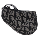 Christian Dior Trotter Canvas Saddle Coin Purse Black Silver Auth bs36065V-13