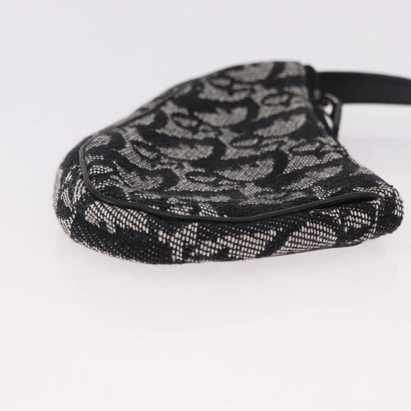 Christian Dior Trotter Canvas Saddle Coin Purse Black Silver Auth bs36065V