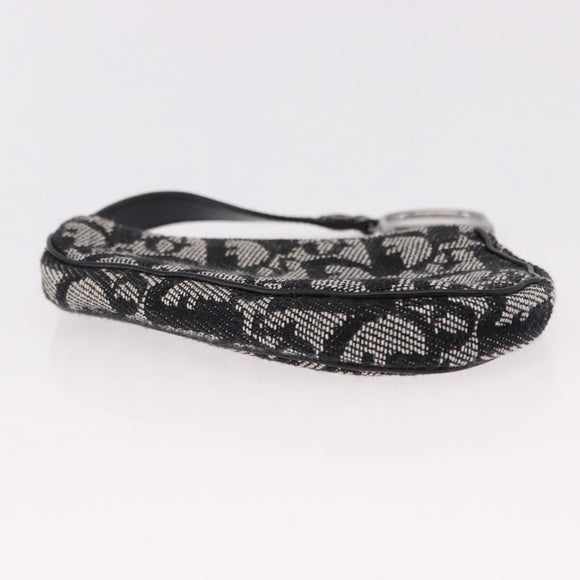 Christian Dior Trotter Canvas Saddle Coin Purse Black Silver Auth bs36065V