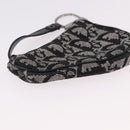 Christian Dior Trotter Canvas Saddle Coin Purse Black Silver Auth bs36065V-8