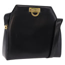 CELINE Shoulder Bag Leather Black Gold Auth bs36066A-1