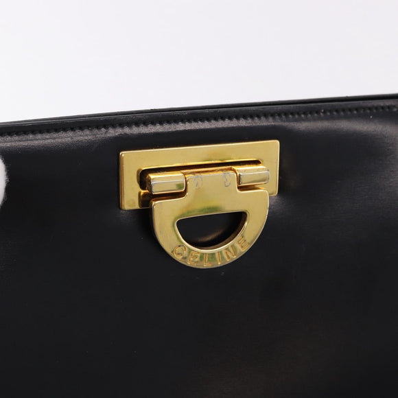 CELINE Shoulder Bag Leather Black Gold Auth bs36066A