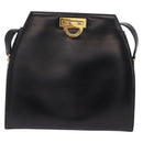 CELINE Shoulder Bag Leather Black Gold Auth bs36066A-2