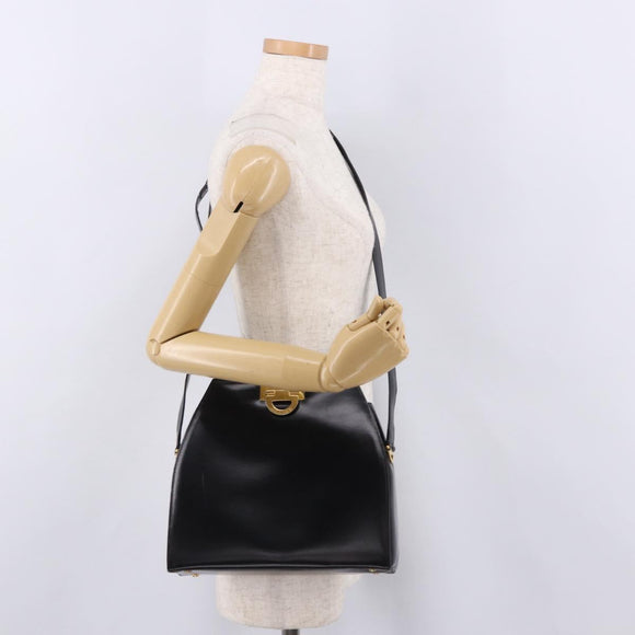 CELINE Shoulder Bag Leather Black Gold Auth bs36066A