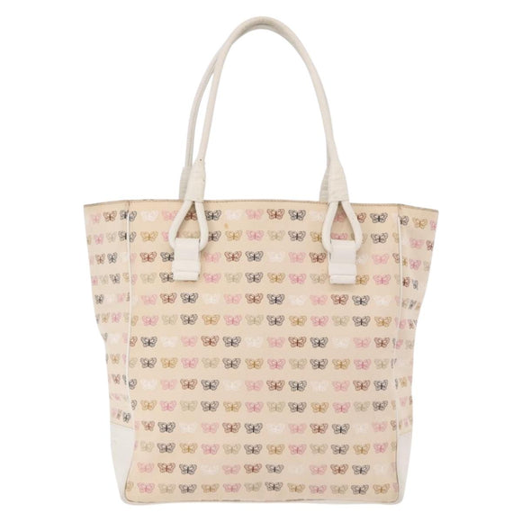 BOTTEGAVENETA Tote Bag Canvas Beige Gold Auth bs36067