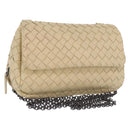 BOTTEGA VENETA INTRECCIATO Chain Shoulder Bag Leather Beige Auth bs36068A-1
