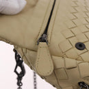 BOTTEGA VENETA INTRECCIATO Chain Shoulder Bag Leather Beige Auth bs36068A-21