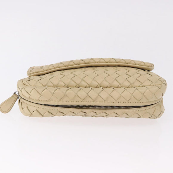 BOTTEGA VENETA INTRECCIATO Chain Shoulder Bag Leather Beige Auth bs36068A