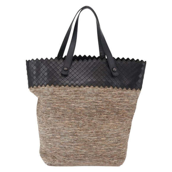 BOTTEGA VENETA Hand Bag Canvas Beige Auth bs36069