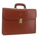LOEWE Business Bag Leather Brown Gold Auth bs36070-1