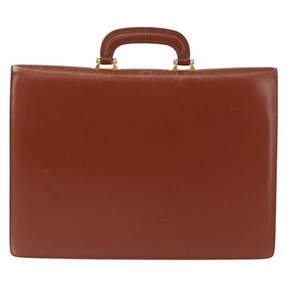 LOEWE Business Bag Leather Brown Gold Auth bs36070